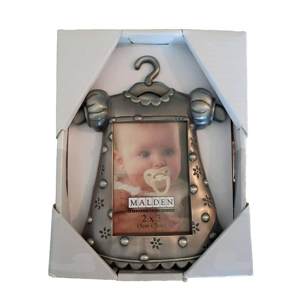 NWT Malden International Design 2x3 Pewter Metal Baby Hanger Picture Frame